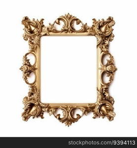 antique golden frame isolated on white background. for print, website, poster, banner, logo, celebration