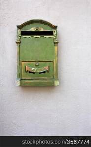 Antique Green Letter Box on the wall