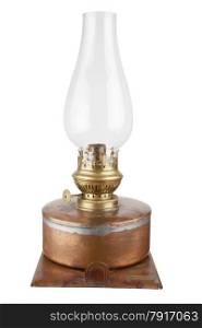 antique kerosene lamp with a glass bulb