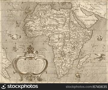 Antique map of Africa.From Atlas by Arnoldo di Arnoldi of Italy, circa 1600.