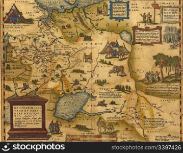 Antique Map of Russia and Tartary, by Abraham Ortelius, circa 1570