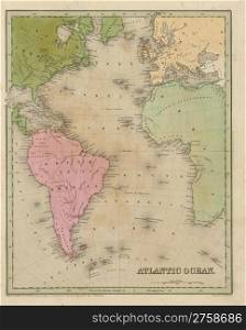 Antique map of the Atlantic Ocean from the out of print 1841 Goodrich atlas