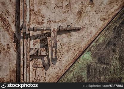 antique metal lock door in a old home concept of safety