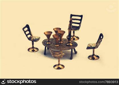 Antique Miniature Brass Made Dinning Table