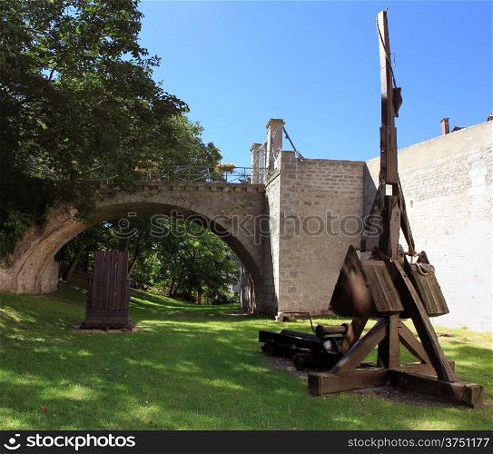 antique photo of a catapult war machine medieval medieval