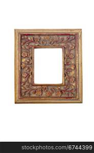 Antique picture frame, square, gold/yellow color.