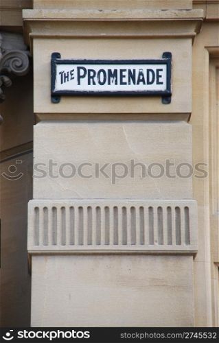 antique Promenade sign in Cheltenham, England (UK)
