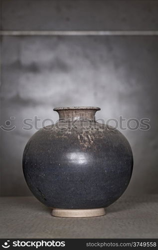 Antique scratch black ceramic vase (Still life)