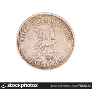 antique silver american coin isolated on white background