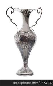 Antique silver amphora on a white background