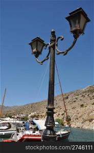 antique street lamp in Kalymnos island, Greece