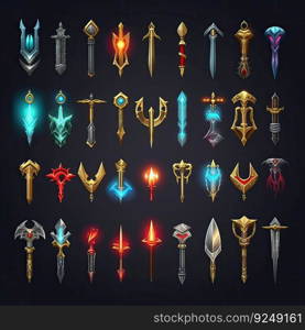 antique sword weapon game ai generated. dagger icon, symbol fantasy, armor military antique sword weapon game illustration. antique sword weapon game ai generated