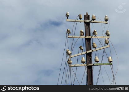 Antique telephone pole in India