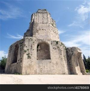 antique The Magne Tower (Tour Magne) in Nimes town, France
