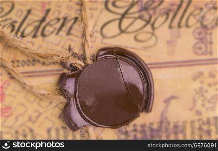 antique wax seal on the old document