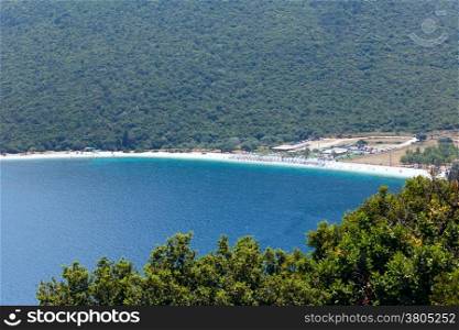 Antisamos beach. Top summer view (Greece, Kefalonia). All people are not identifiable.