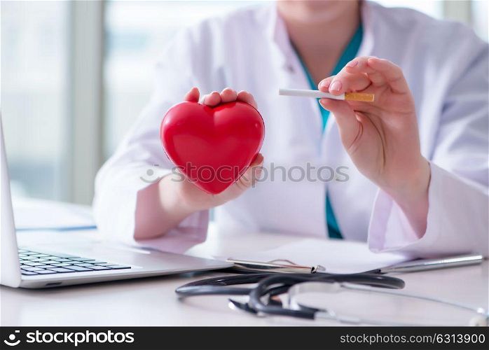 Antismoking concept wih heart in medical concept. The antismoking concept wih heart in medical concept