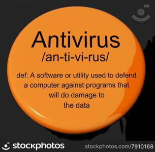 Antivirus Definition Button Showing Computer System Security. Antivirus Definition Button Shows Computer System Security