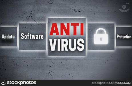Antivirus touchscreen concept background.. Antivirus touchscreen concept background