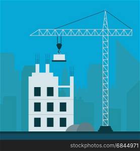 Apartment Construction Crane Meaning Building Condos 3d Illustration