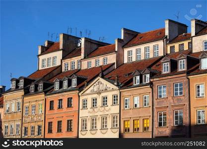 Apartment houses in the Old Town of Warsaw, Poland.