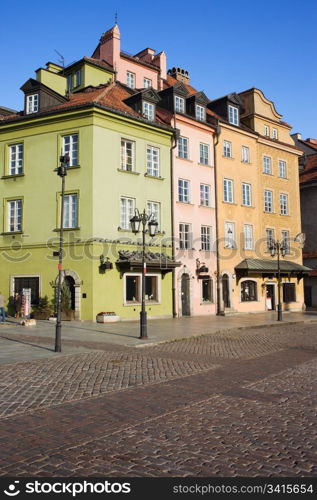 Apartment houses residential architecture in the Old Town (Polish: Stare Miasto, Starowka) of Warsaw in Poland