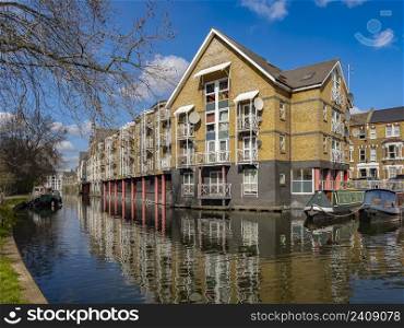 Apartments on the Grand Union Canal in the Little Venice area of central London, United Kingdom.