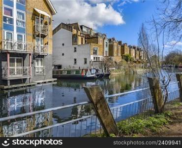 Apartments on the Grand Union Canal in the Little Venice area of central London, United Kingdom.