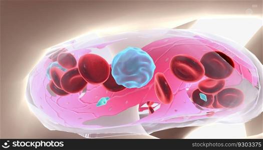 Aplastic anemia is a blood disease characterized by the reduced production of blood cells. 3D rendering. Aplastic anemia is a blood disease characterized by the reduced production of blood cells.