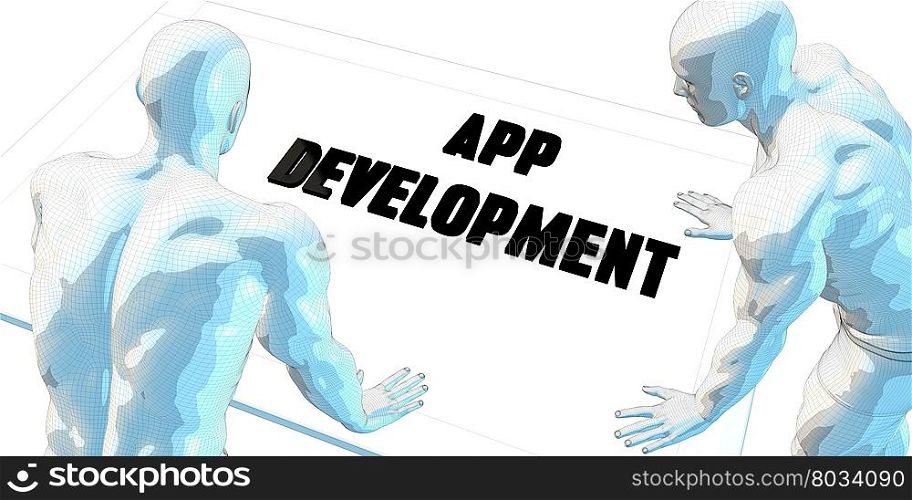 App Development Discussion and Business Meeting Concept Art. App Development