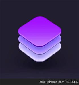 App icon 3D illustration on dark pastel abstract background. minimal concept. 3D Rendering with soft shadow