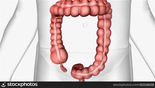 Appendicitis is the inflammation of the appendix, a thin, tube-like organ attached to the large intestine. 3D rendering. Appendicitis is the inflammation of the appendix, a thin, tube-like organ attached to the large intestine.