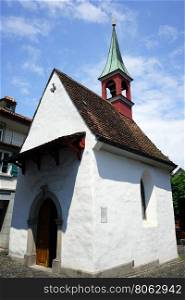 APPENZELLER, SWITZERLAND - CIRCA JULY 2016 Small wite stone chapel
