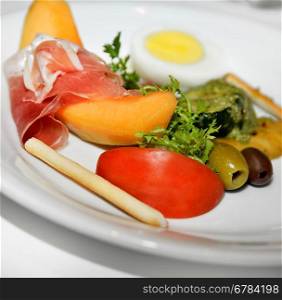 Appetizer Plate With Prosciutto And Melon