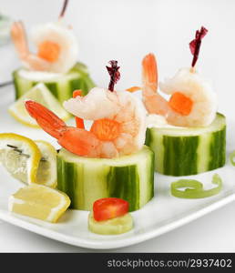 Appetizers With Shrimps,Close Up