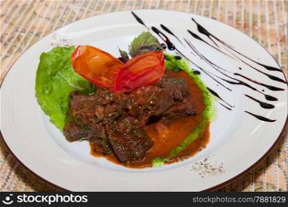 appetizing dish of meat with sauce