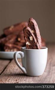 appetizing Italian biscotti cookies in a cup for coffee