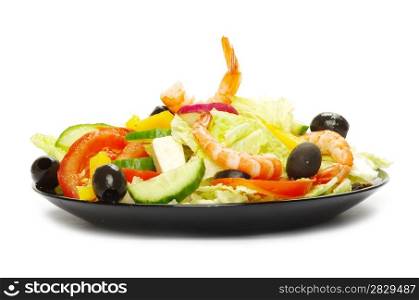 Appetizing salad on white background