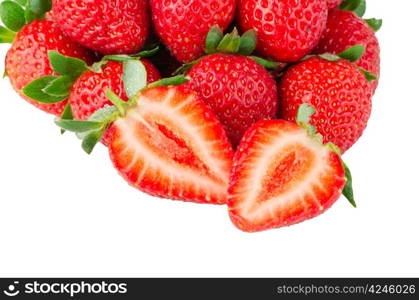 Appetizing strawberries on a white background.