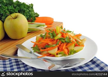 Apple and carrot salad with green onions and parsley