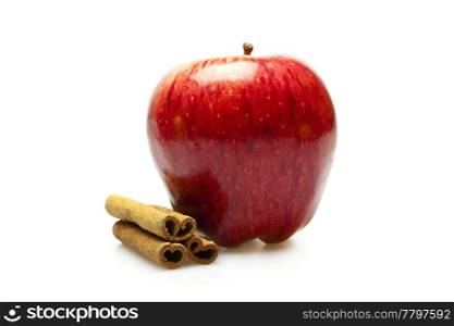 apple and cinnamon, isolated on white