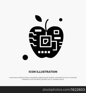 Apple, Artificial, Biology, Digital, Electronic solid Glyph Icon vector