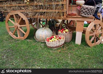 apple basket under cart