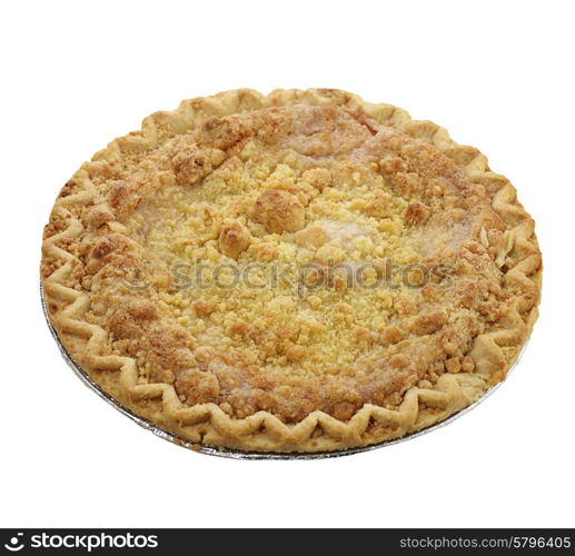 Apple Crumb Pie Isolated on White Background