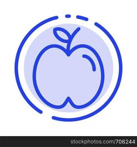 Apple, Education, School, Study Blue Dotted Line Line Icon