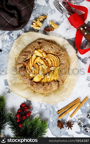 Apple Galette. Homemade sweet pie with apples