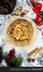 Apple Galette. Homemade sweet pie with apples
