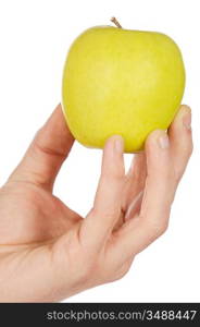 Apple in a hand a over white background