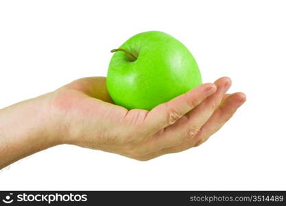 apple in the hand isolated on white background