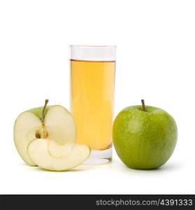 apple juice in glass and apple isolated on white background